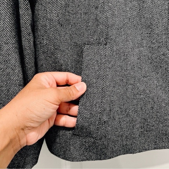 Talbots Black & White Striped Wool Blend Jackie Fit Pleated Peacoat/Jacket Sz 10 - Picture 7 of 12